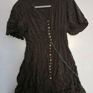 Elegant Olive Green Button-Down Dress